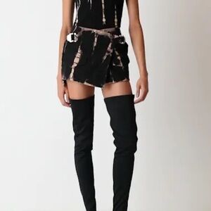 DION LEE Tie Dye Utility Denim Wrap Miniskirt